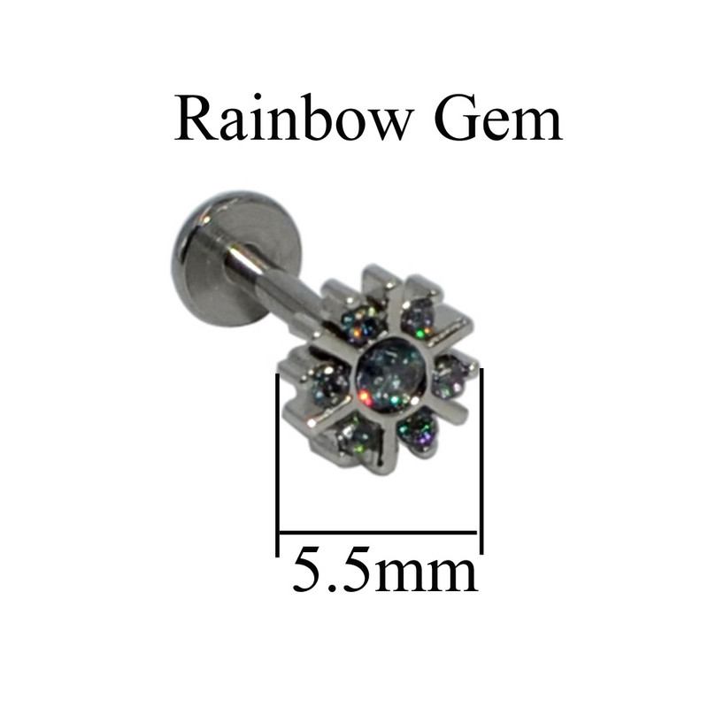 4 bucăți floare ureche cartilaj tragus Helix Stud Piercing G23 titan și oțel Zircon Opal Bar Buza Labret Inele Stud Bijuterii pentru corp