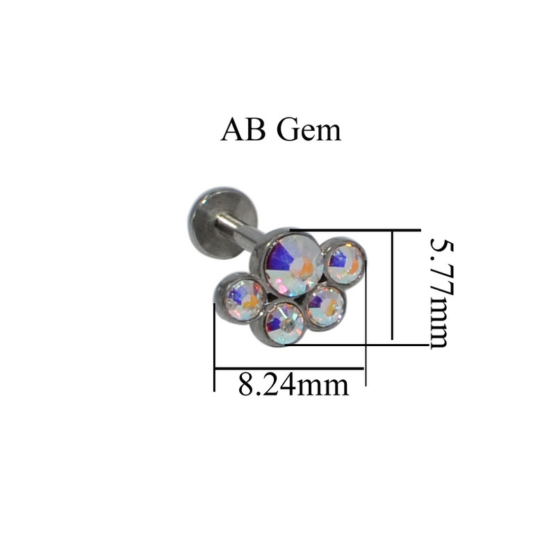 4 bucăți floare ureche cartilaj tragus Helix Stud Piercing G23 titan și oțel Zircon Opal Bar Buza Labret Inele Stud Bijuterii pentru corp