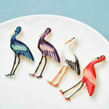 Καρφίτσες Wuli&baby Enamel Crane για γυναίκες Unisex 4 χρωμάτων Beauty Bird Animal Office Casual καρφίτσες καρφίτσες Δώρα