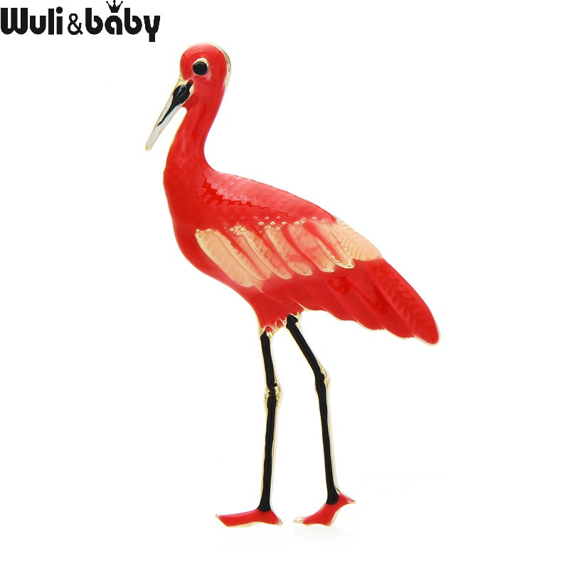 Wuli&baby zománcozott daru melltűk nőknek uniszex 4 színű Beauty Bird Állat Irodai alkalmi melltűk Ajándékok