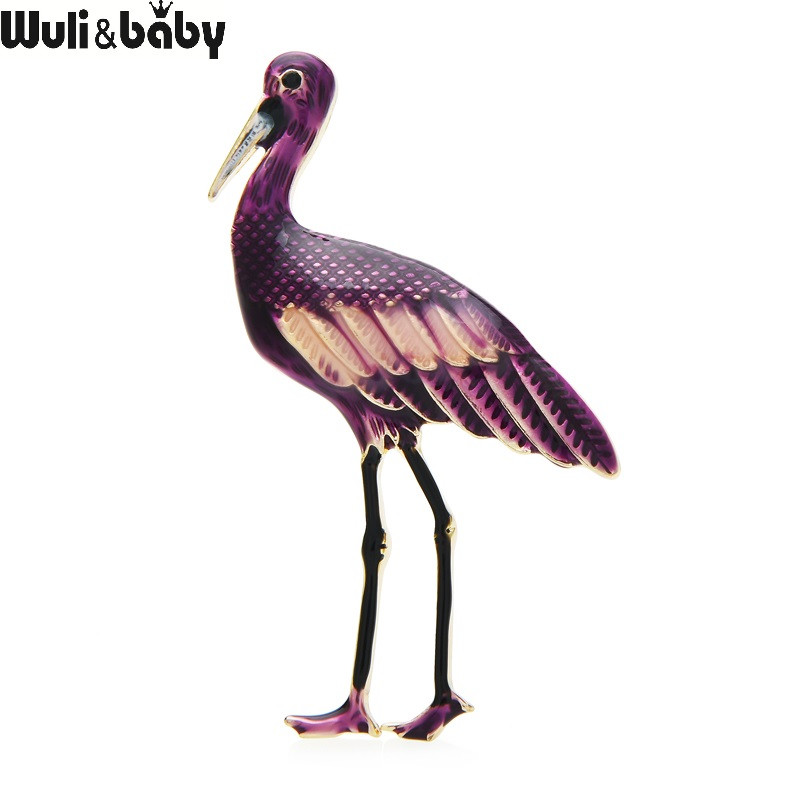 Wuli&baby zománcozott daru melltűk nőknek uniszex 4 színű Beauty Bird Állat Irodai alkalmi melltűk Ajándékok
