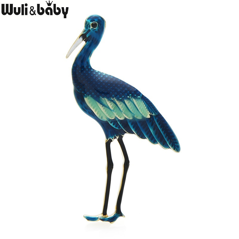 Wuli&baby zománcozott daru melltűk nőknek uniszex 4 színű Beauty Bird Állat Irodai alkalmi melltűk Ajándékok