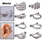 10 buc. Barbell pentru cercei de tip U din oțel inoxidabil cu cerc Cz Cartilaj Helix Daith Rook Lobe Cercei Bijuterii Piercing pentru ureche