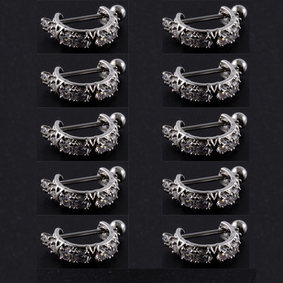 10 buc. Barbell pentru cercei de tip U din oțel inoxidabil cu cerc Cz Cartilaj Helix Daith Rook Lobe Cercei Bijuterii Piercing pentru ureche