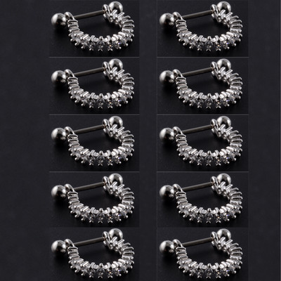 10 buc. Barbell pentru cercei de tip U din oțel inoxidabil cu cerc Cz Cartilaj Helix Daith Rook Lobe Cercei Bijuterii Piercing pentru ureche