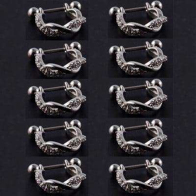 10 buc. Barbell pentru cercei de tip U din oțel inoxidabil cu cerc Cz Cartilaj Helix Daith Rook Lobe Cercei Bijuterii Piercing pentru ureche