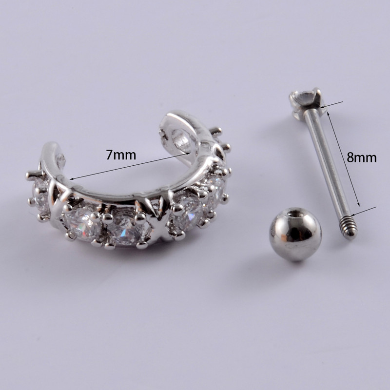 10 buc. Barbell pentru cercei de tip U din oțel inoxidabil cu cerc Cz Cartilaj Helix Daith Rook Lobe Cercei Bijuterii Piercing pentru ureche