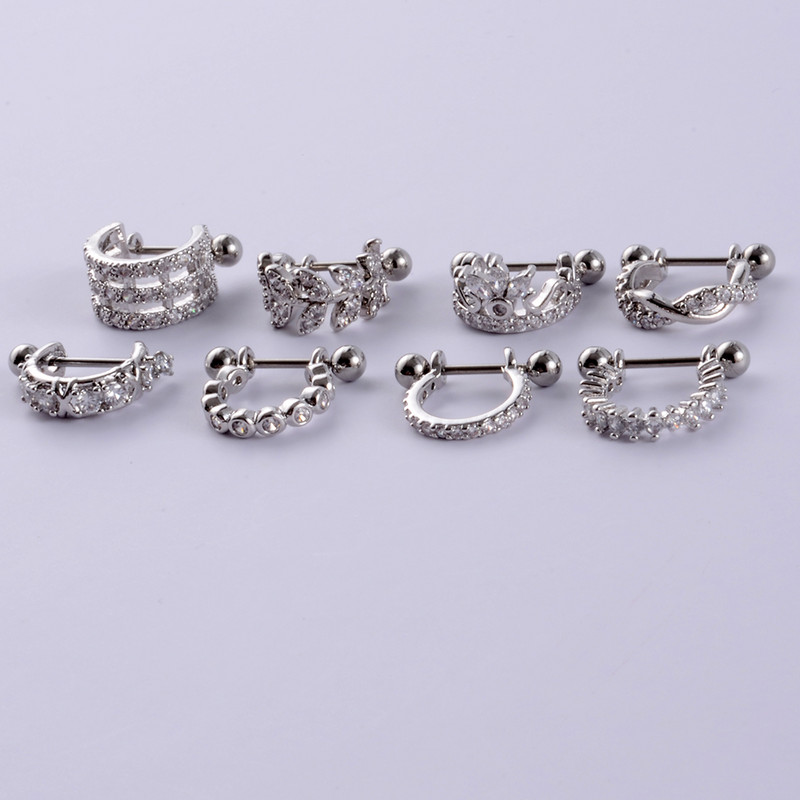 10 buc. Barbell pentru cercei de tip U din oțel inoxidabil cu cerc Cz Cartilaj Helix Daith Rook Lobe Cercei Bijuterii Piercing pentru ureche