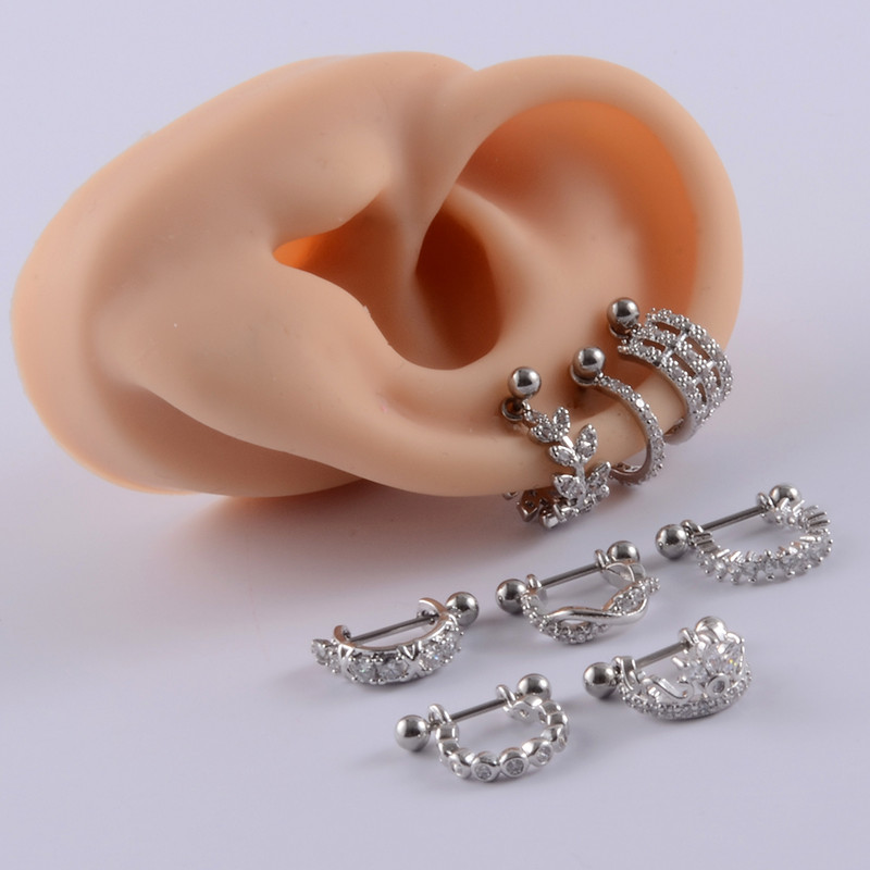 10 buc. Barbell pentru cercei de tip U din oțel inoxidabil cu cerc Cz Cartilaj Helix Daith Rook Lobe Cercei Bijuterii Piercing pentru ureche