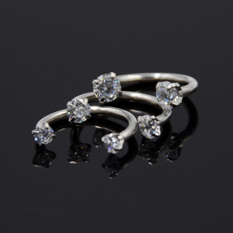 3 bucăți dimensiuni mixte filet intern opal zircon potcoavă mreană circulară cartilaj ureche helix septum nas labret piercing bijuterii