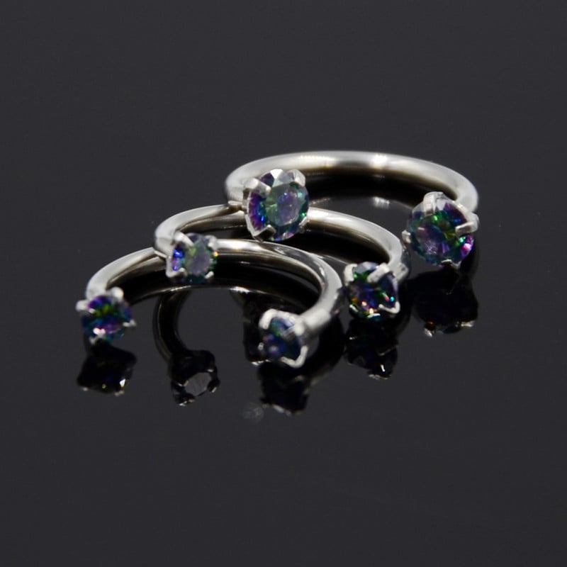 3 bucăți dimensiuni mixte filet intern opal zircon potcoavă mreană circulară cartilaj ureche helix septum nas labret piercing bijuterii