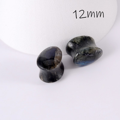 1 pereche de picături de piatră de labradorit, dopuri pentru tunel de carne pentru ureche, dop evazat, expansor de piatră strălucitoare, tub piercing pentru corp, lobi, bijuterii