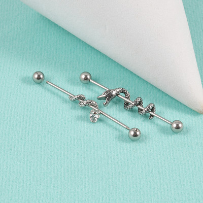 10 buc. Mreană industrială de șarpe, cercei de cartilaj din oțel chirurgical, piercing tip Helix, Oreja, bijuterii pentru corp, 16 g.