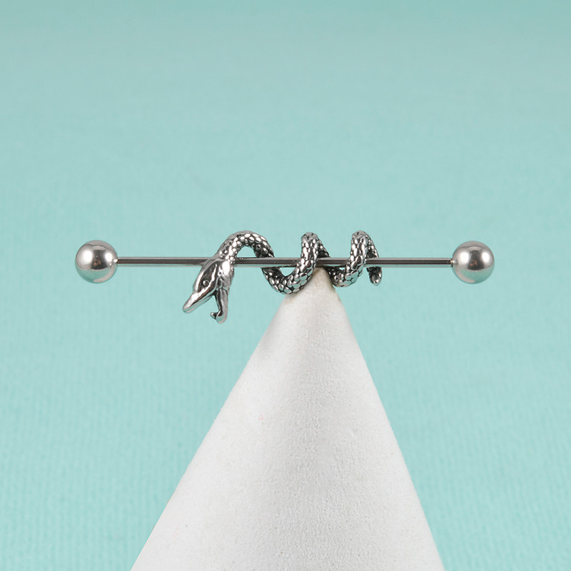 10 buc. Mreană industrială de șarpe, cercei de cartilaj din oțel chirurgical, piercing tip Helix, Oreja, bijuterii pentru corp, 16 g.