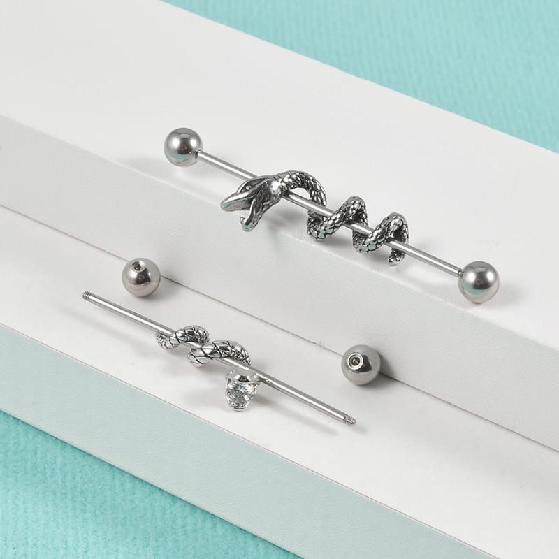 10 buc. Mreană industrială de șarpe, cercei de cartilaj din oțel chirurgical, piercing tip Helix, Oreja, bijuterii pentru corp, 16 g.