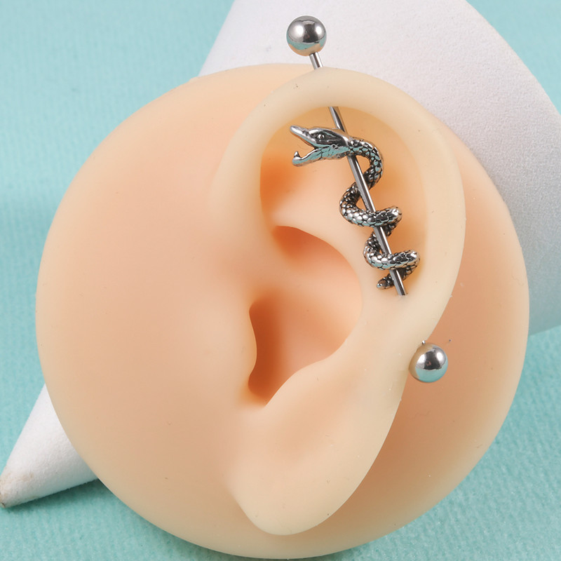 10 buc. Mreană industrială de șarpe, cercei de cartilaj din oțel chirurgical, piercing tip Helix, Oreja, bijuterii pentru corp, 16 g.