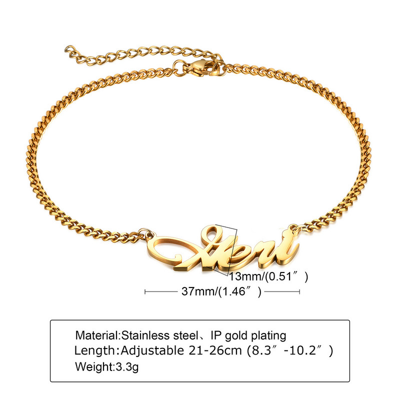 Bijuterii pentru picioare Vnox cu nume personalizat, lanț din oțel inoxidabil Personalizați glezne pentru femei bărbați, accesoriu pentru cadou de plajă boem