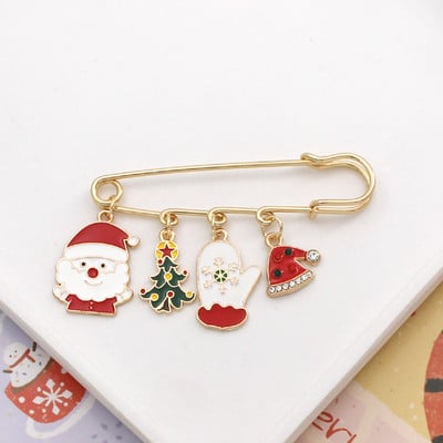 Broșă de Crăciun Fericit Pom de Crăciun Mănușă de Moș Crăciun Șosetă Om de zăpadă Cerb Lanț fulg de nea ciucuri Ace mari pentru bijuterii pentru petrecere
