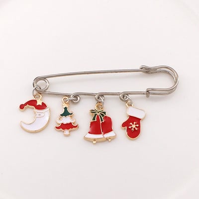 Broșă de Crăciun Fericit Pom de Crăciun Mănușă de Moș Crăciun Șosetă Om de zăpadă Cerb Lanț fulg de nea ciucuri Ace mari pentru bijuterii pentru petrecere