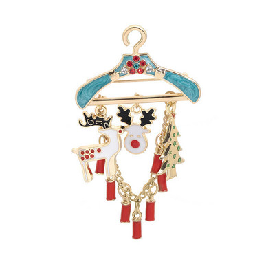 Broșă de Crăciun Fericit Pom de Crăciun Mănușă de Moș Crăciun Șosetă Om de zăpadă Cerb Lanț fulg de nea ciucuri Ace mari pentru bijuterii pentru petrecere