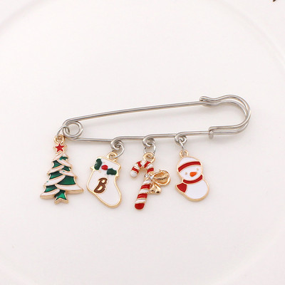 Broșă de Crăciun Fericit Pom de Crăciun Mănușă de Moș Crăciun Șosetă Om de zăpadă Cerb Lanț fulg de nea ciucuri Ace mari pentru bijuterii pentru petrecere