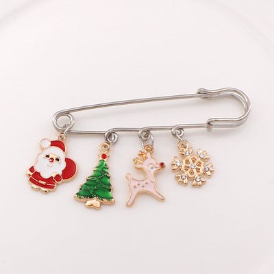 Broșă de Crăciun Fericit Pom de Crăciun Mănușă de Moș Crăciun Șosetă Om de zăpadă Cerb Lanț fulg de nea ciucuri Ace mari pentru bijuterii pentru petrecere