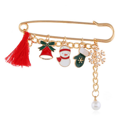 Broșă de Crăciun Fericit Pom de Crăciun Mănușă de Moș Crăciun Șosetă Om de zăpadă Cerb Lanț fulg de nea ciucuri Ace mari pentru bijuterii pentru petrecere