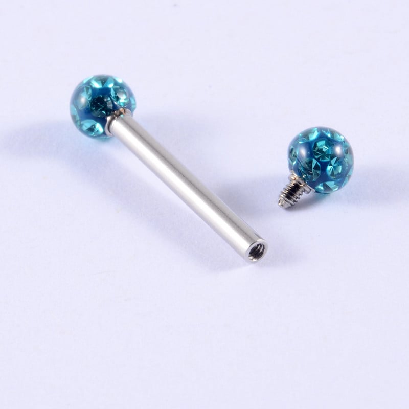 10 buc Never Fall Out Cristal Epoxidic 14G Știfturi Inele pentru mamelon Piercing Anti-alergic Oțel chirurgical Limbă Inel Barbell Bijuterii pentru corp