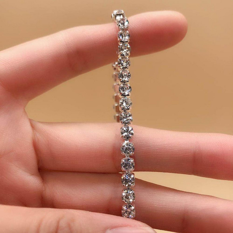 Lanț de gleznă de tenis cu strasuri mari pentru femei sexy pentru lanț de tenis de cristal BLING simplu pentru femei, bijuterii, sandale de plajă