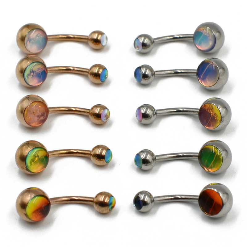 1 buc Piercing de oțel chirurgical fals Opal pentru burtă Piercing pentru buric Ombligo Piercing pentru ureche Cercei pentru buric Bijuterii de aur pentru corp