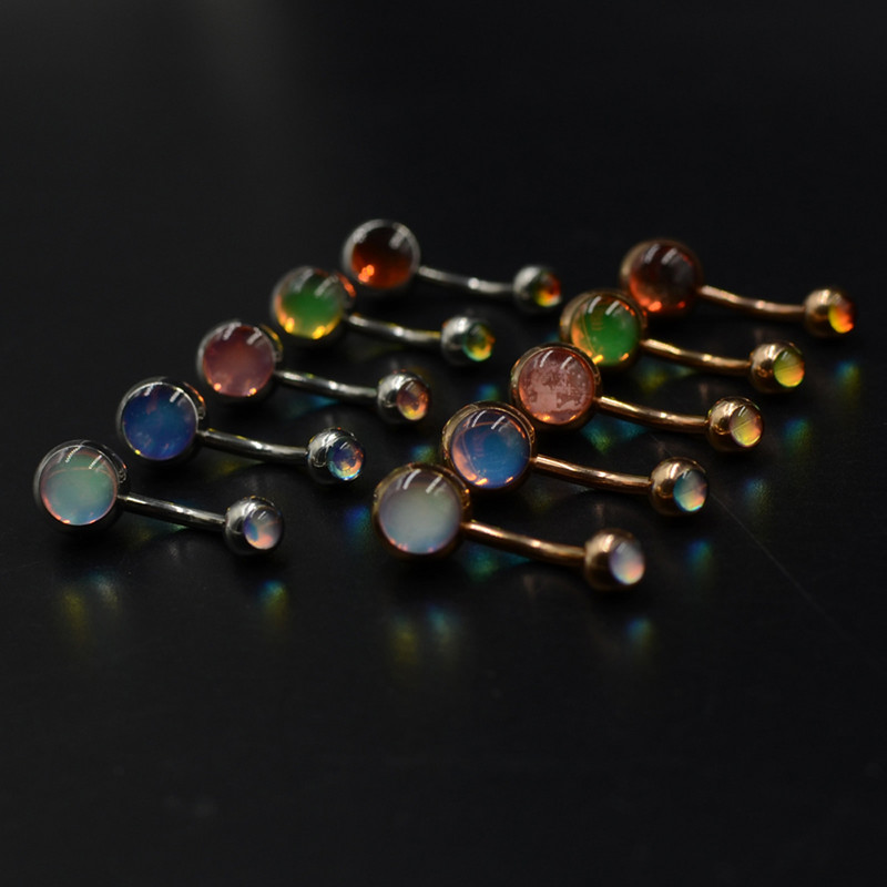 1 buc Piercing de oțel chirurgical fals Opal pentru burtă Piercing pentru buric Ombligo Piercing pentru ureche Cercei pentru buric Bijuterii de aur pentru corp