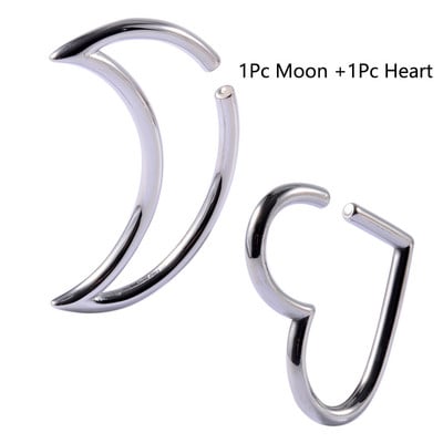 ДВОЙКА Moon Heart Shape Ear Weight Hanger Plug Earring Taper Stretcher Gauge Expander Expander Пиърсинг Бижута за тяло Разширител