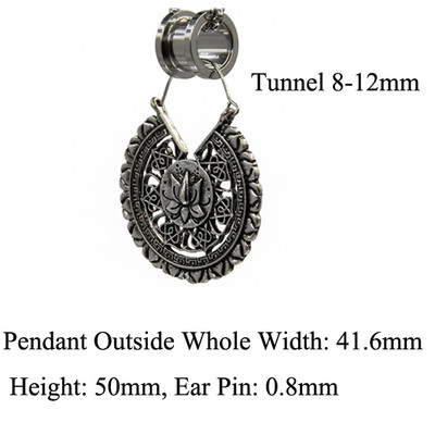 PERECHE Cercei cu cerc cu flori din alamă albă tribală Mandala florală Tunel pentru urechi Expander Vintage Plug pentru targă pentru ureche Bijuterii piercing pentru corp