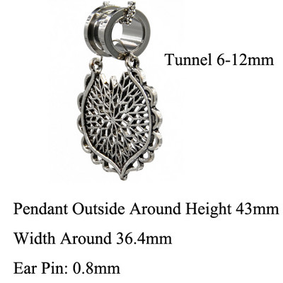 PERECHE Cercei cu cerc cu flori din alamă albă tribală Mandala florală Tunel pentru urechi Expander Vintage Plug pentru targă pentru ureche Bijuterii piercing pentru corp