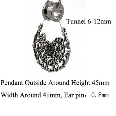 PERECHE Cercei cu cerc cu flori din alamă albă tribală Mandala florală Tunel pentru urechi Expander Vintage Plug pentru targă pentru ureche Bijuterii piercing pentru corp