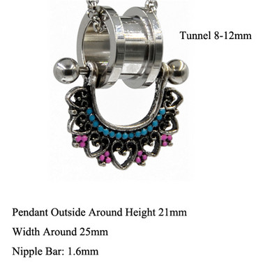 PERECHE Cercei cu cerc cu flori din alamă albă tribală Mandala florală Tunel pentru urechi Expander Vintage Plug pentru targă pentru ureche Bijuterii piercing pentru corp