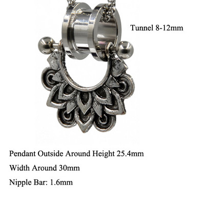 PERECHE Cercei cu cerc cu flori din alamă albă tribală Mandala florală Tunel pentru urechi Expander Vintage Plug pentru targă pentru ureche Bijuterii piercing pentru corp