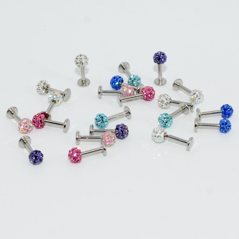 10 ks Whoslae 16 Gauge nehrdzavejúcej ocele nosové náušnice labret tyčinky Helix pery piercing tela krištáľové náušnice tragus šperky