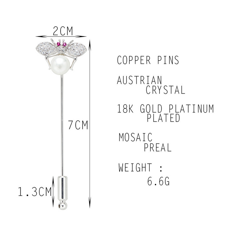 Sunspicems Broșă cu rever pentru femei elegante, broșă cu albină, broșă cu animale, mireasă, bijuterii de nuntă, cadou de petrecere