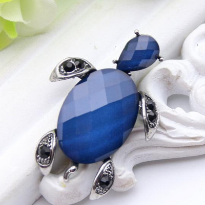 Izuzetne igle za broš s velikim kristalima morskih kornjača za žene Plavi životinjski nakit Antikne zlatne boje Igle za revere Ležerni broševi