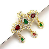 Sunspicems Ace de broșă de cristal chic pentru femei Bijuterii caftan de nuntă etnică de culoare aurie Cadou de mireasă cu stras complet Boemia