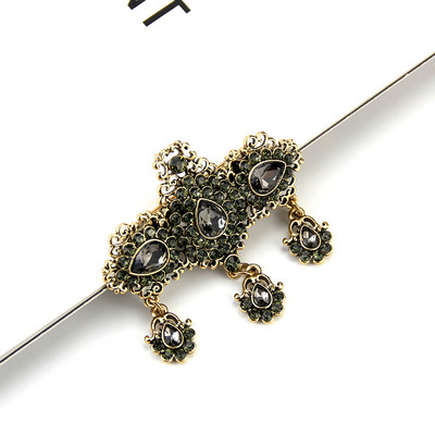 Sunspicems Ace de broșă de cristal chic pentru femei Bijuterii caftan de nuntă etnică de culoare aurie Cadou de mireasă cu stras complet Boemia