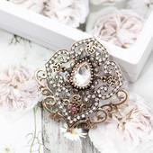 Sunspicems Retro Vintage Virág Bross Pin Női Antik Arany Szín Gyanta Török Etnikai Esküvői Ékszer Kristály Bross