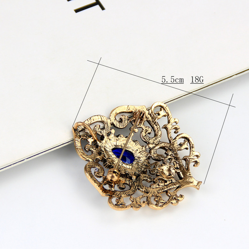 Sunspicems Retro Vintage Virág Bross Pin Női Antik Arany Szín Gyanta Török Etnikai Esküvői Ékszer Kristály Bross