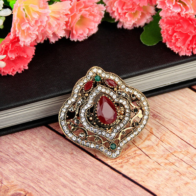 Sunspicems Ace de broșă de cristal Boemia vintage pentru femei de culoare auriu antic Turcia Mireasa Bijuterii de nuntă Insigna pălărie