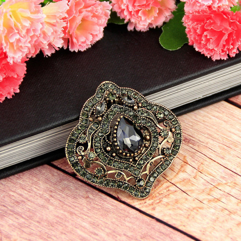 Sunspicems Ace de broșă de cristal Boemia vintage pentru femei de culoare auriu antic Turcia Mireasa Bijuterii de nuntă Insigna pălărie