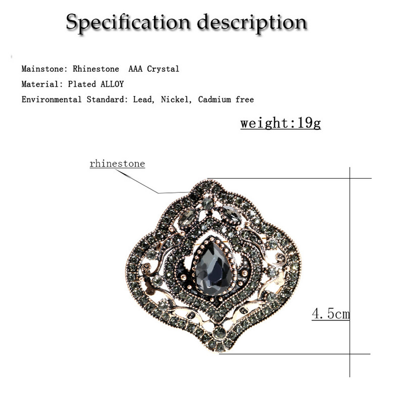 Sunspicems Ace de broșă de cristal Boemia vintage pentru femei de culoare auriu antic Turcia Mireasa Bijuterii de nuntă Insigna pălărie