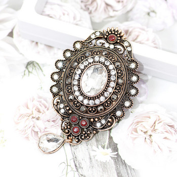 SUNSPICE MS Bohemia Crystal Flower Brooch Pins Метален шал Коледен подарък Ретро сватбени бижута Турски жени Брошки Брошки