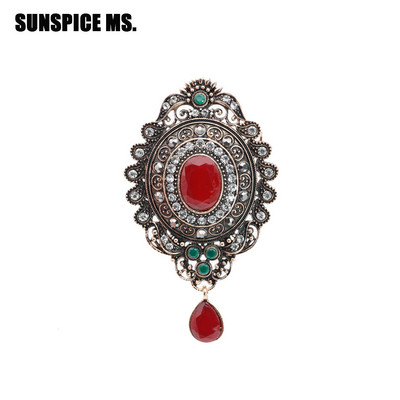SUNSPICE MS Bohemia Crystal Flower Broš Igle Metalni šal Božićni dar Vintage vjenčani nakit Turske žene Broševi Broševi