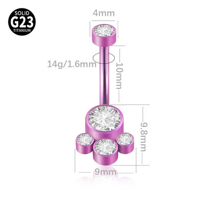 Piercing pentru buric din titan Ramă 4 CZ Cluster Curbe pentru buric cu filet intern Piercing pentru corp cu bară Inel pentru buric Bijuterii pentru corp